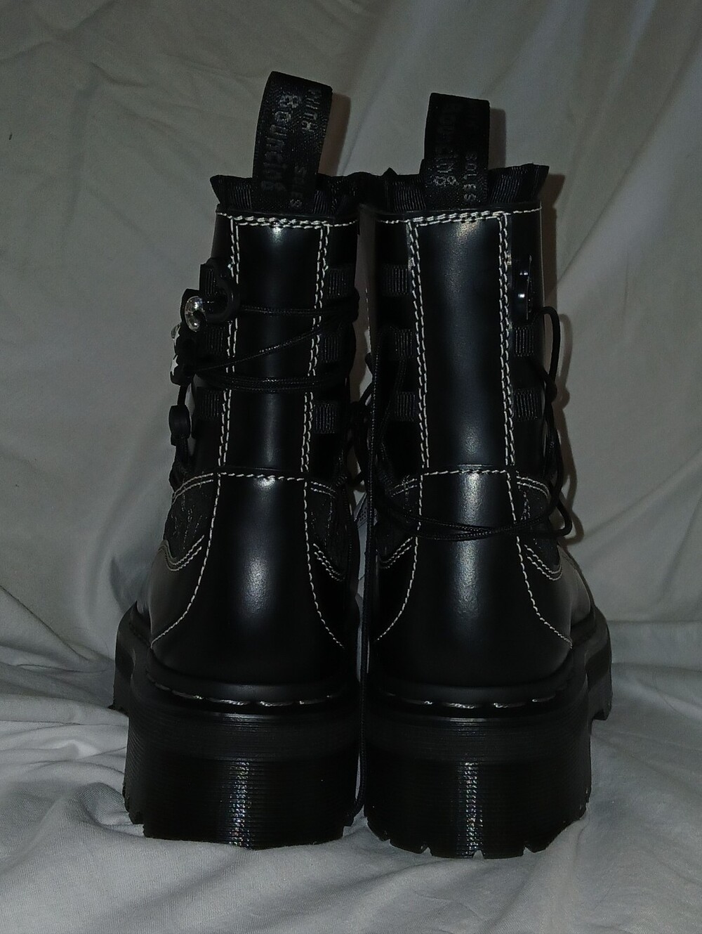 Dr Martens Jadon Frill Smooth Leather Lace Up Combat Platform Charm Boots, Black - Picture 8 of 16